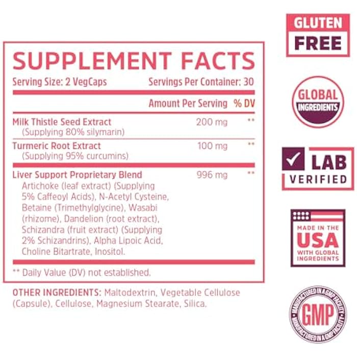 ZHOU Liver Support - Liver Cleanse and Detox, Milk Thistle Supplement with Turmeric, Artichoke, and Dandelion, Natural Health Support for Women and Men - 60 Vegetarian Capsules - Image 2