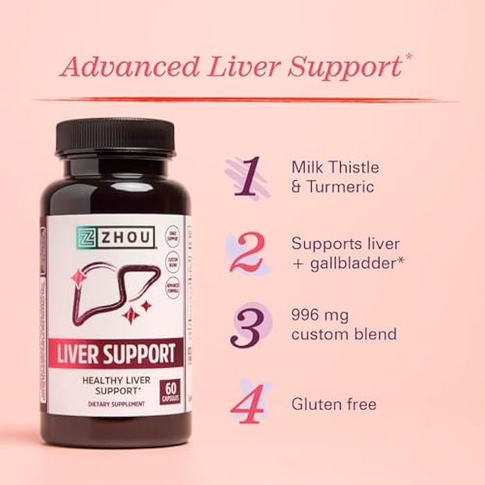 ZHOU Liver Support - Liver Cleanse and Detox, Milk Thistle Supplement with Turmeric, Artichoke, and Dandelion, Natural Health Support for Women and Men - 60 Vegetarian Capsules - Image 3