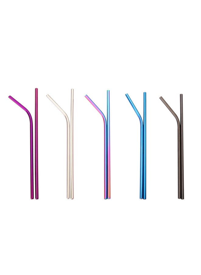 304 Stainless Steel Straw Suit Titanium Plated Beverage Straw Gift Factory Wholesale Logo Straight Curved Straw-Color:20cm Straw Brush-Specifications:215mm * 12 Straight Pipe - Image 5