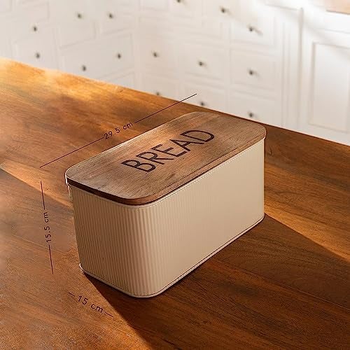 Ellementry Twine Wire Metal Bread Box with Wooden Lid, BPA-Free Food Grade Storage Container, Freezer, Microwave & Dishwasher Safe, Stylish Kitchen Organizer for Bread & Food Items - Image 4