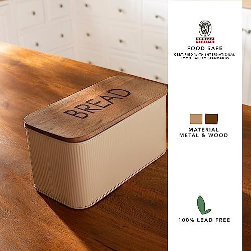 Ellementry Twine Wire Metal Bread Box with Wooden Lid, BPA-Free Food Grade Storage Container, Freezer, Microwave & Dishwasher Safe, Stylish Kitchen Organizer for Bread & Food Items - Image 2