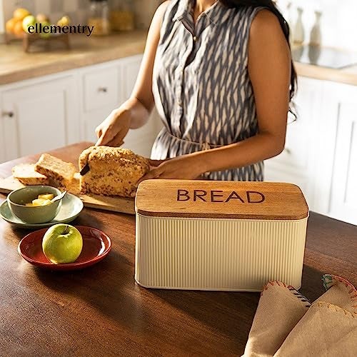 Ellementry Twine Wire Metal Bread Box with Wooden Lid, BPA-Free Food Grade Storage Container, Freezer, Microwave & Dishwasher Safe, Stylish Kitchen Organizer for Bread & Food Items - Image 5
