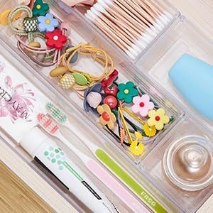 DARKFISH DARK 5 Pcs Desk Drawer Organizers Trays Set Clear Plastic Storage Bins Bathroom Drawer Tray Dividers Vanity Trays Organizer for Bedroom Dresser Makeup Kitchen Utensil Office  - Image 3