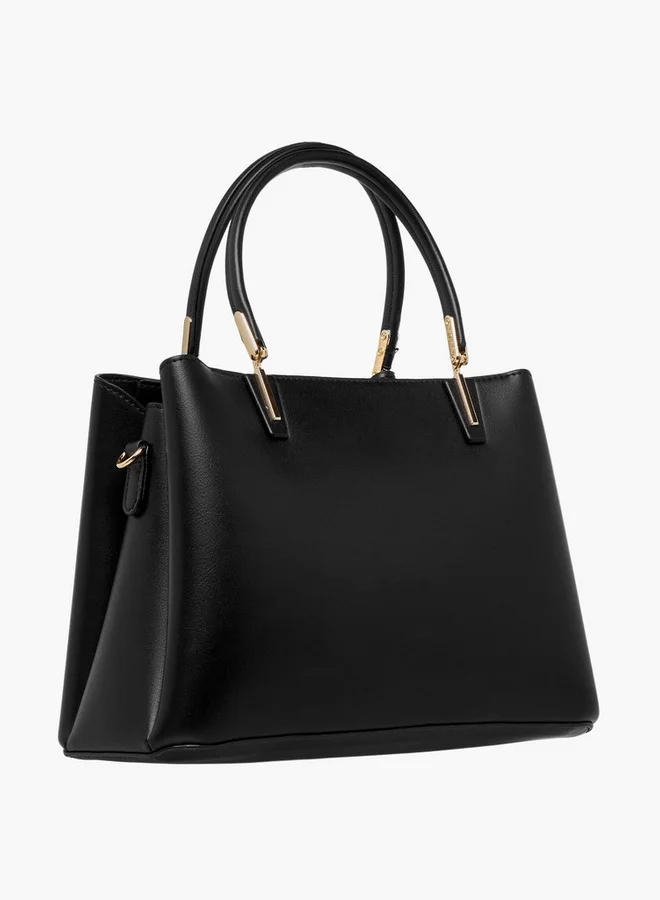 Flora Bella By Shoexpress Solid Tote Bag with Detachable Strap and Zip Closure