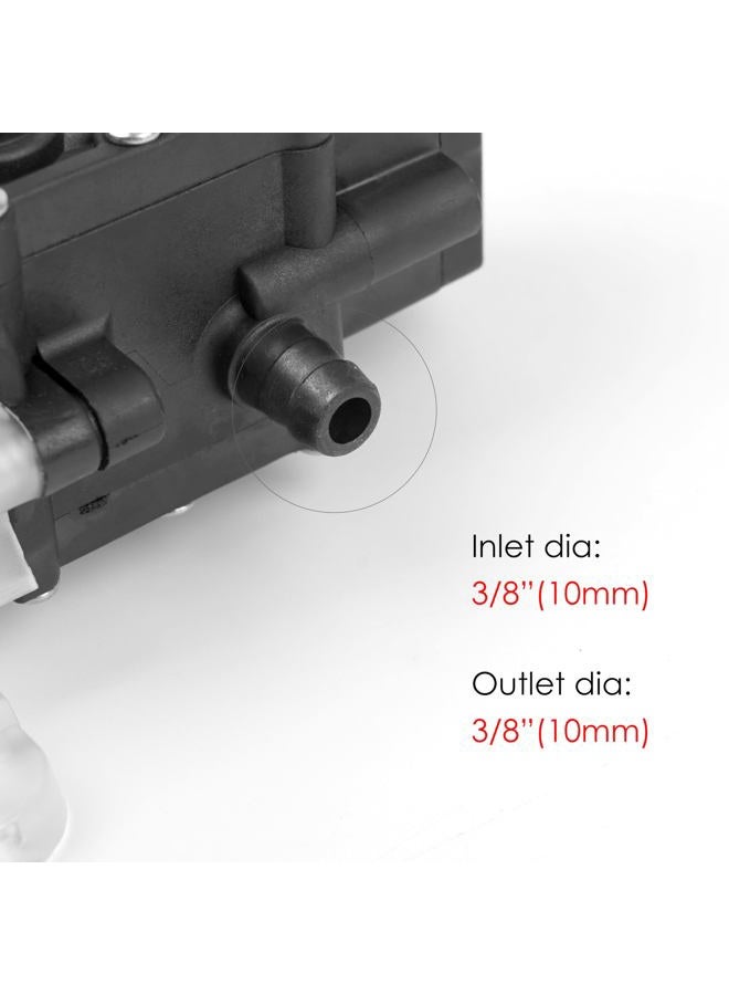 Doytn مضخة مياه غشاء 12 فولت مع مفتاح ضغط – 1.2 جالون في الدقيقة 80 PSI مضخة رش ذاتية التحضير مع مشابك خرطوم – للسيارات الترفيهية، المخيمات، البحرية، القوارب – شفافة (عبوة واحدة) - Image 3