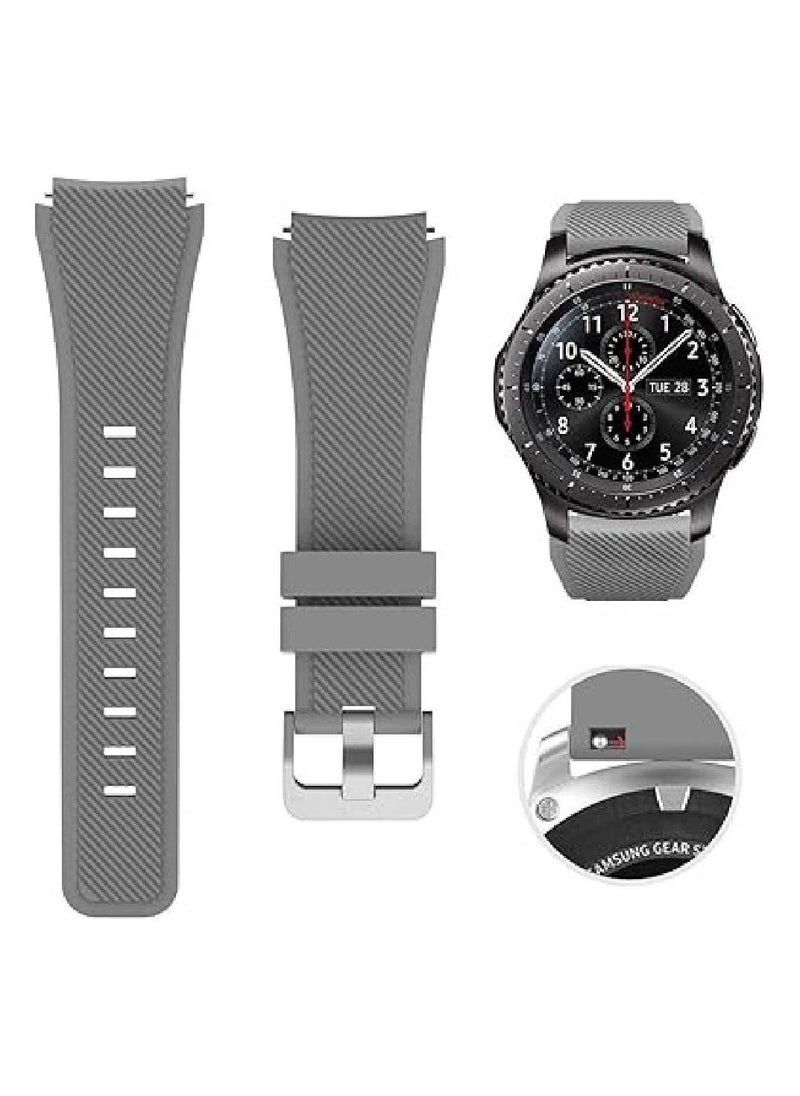 Bands for Samsung Gear S3 Frontier/Classic Watch Silicone Bracelet, Sports Silicone Band Strap Replacement Wristband for Samsung Gear S3 Frontier/S3 Classic Watch 22mm (Grey) - Image 1