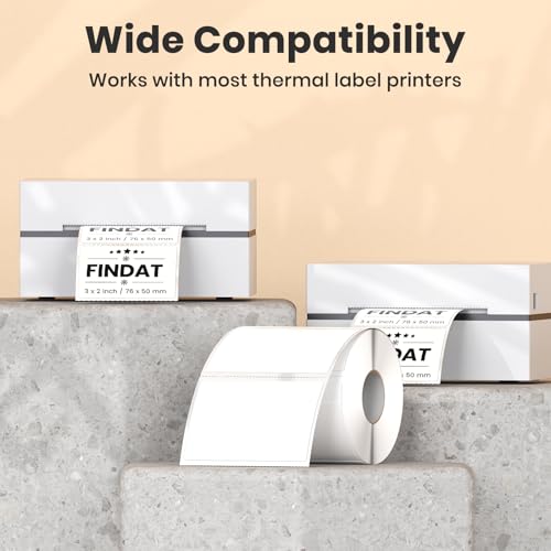 FINDAT 23 Inch White Thermal Labels Vinyl Rectangle Waterproof Direct Printer Stickers Color SelfAdhesive File Folder Label for Name Logo DIY Barcodes Office Address 500 PCS - Image 3