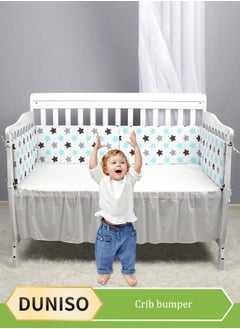 DUNISO Baby crib protection pad, all cotton rectangular children's bed surround pad, soft, breathable, anti collision, unisex, 133 * 28cm  - Image 1