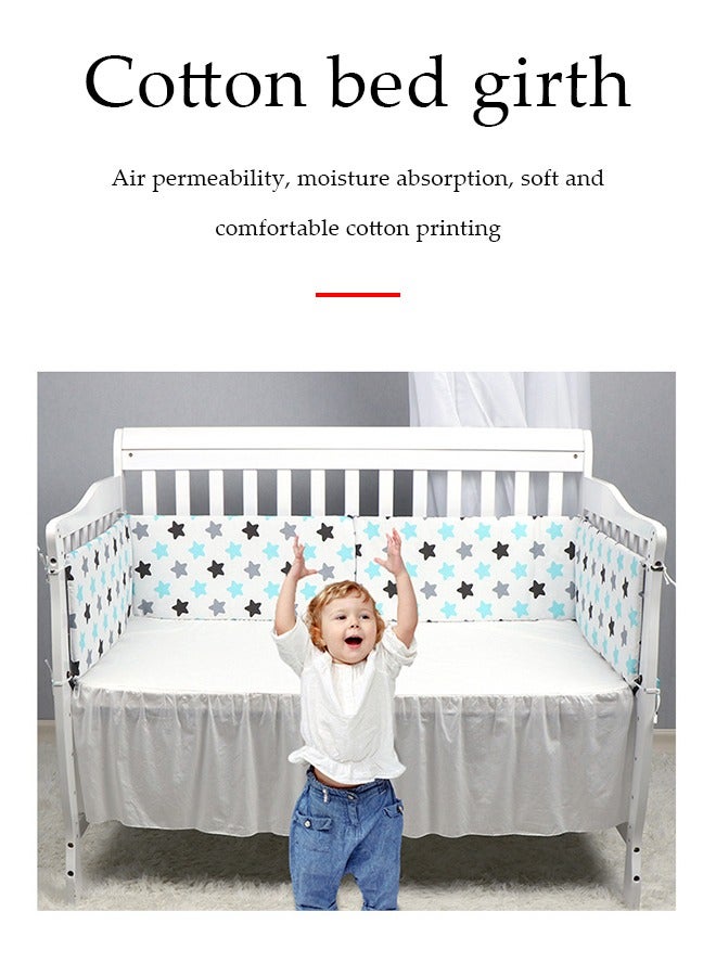 DUNISO Baby crib protection pad, all cotton rectangular children's bed surround pad, soft, breathable, anti collision, unisex, 133 * 28cm - Image 3