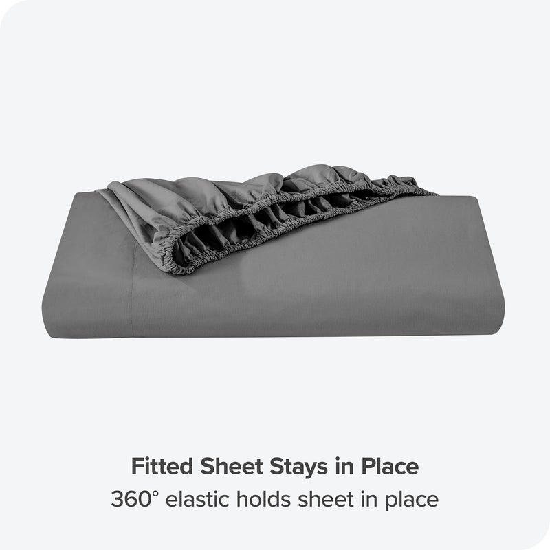 Bare Home Bare Home 100% Organic Cotton Full Fitted Bottom Sheet - Crisp Percale Weave - Lightweight & Breathable - Deep Pocket Fitted Sheet (Full  Grey)  - Image 5