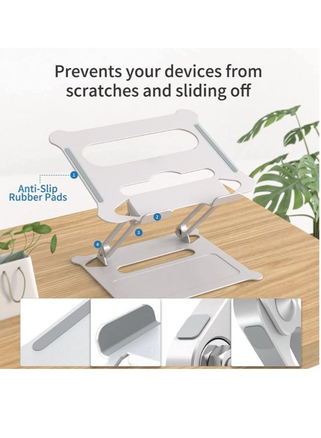 DUSALA Laptop Stand Foldable Laptop Holder with Heat Vent Ergonomic Portable Aluminum Computer Stand for Desk Adjustable Laptop Riser for MacBook Pro,Air Dell HP Lenovo - Image 4