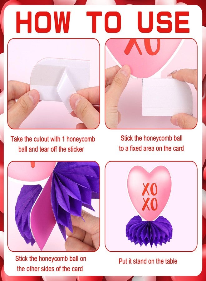 HOWAF 9pcs Valentine's Day Honeycomb Centerpiece, 3D Valentines Decoration Conversation Hearts Decoration Table Topper for Valentines Day Table Decor Wedding Anniversary Party Supplies - Image 4