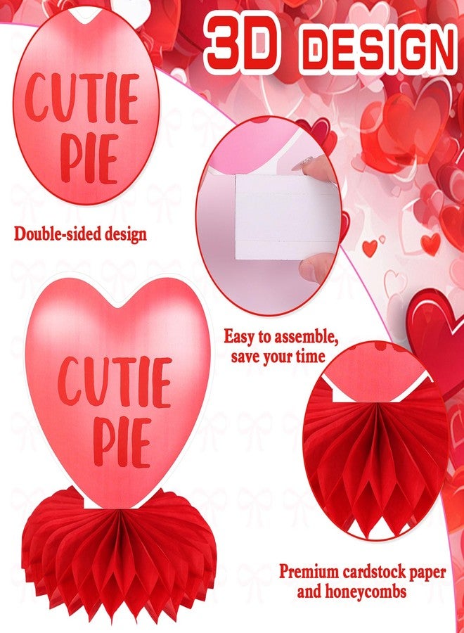 HOWAF 9pcs Valentine's Day Honeycomb Centerpiece, 3D Valentines Decoration Conversation Hearts Decoration Table Topper for Valentines Day Table Decor Wedding Anniversary Party Supplies - Image 3