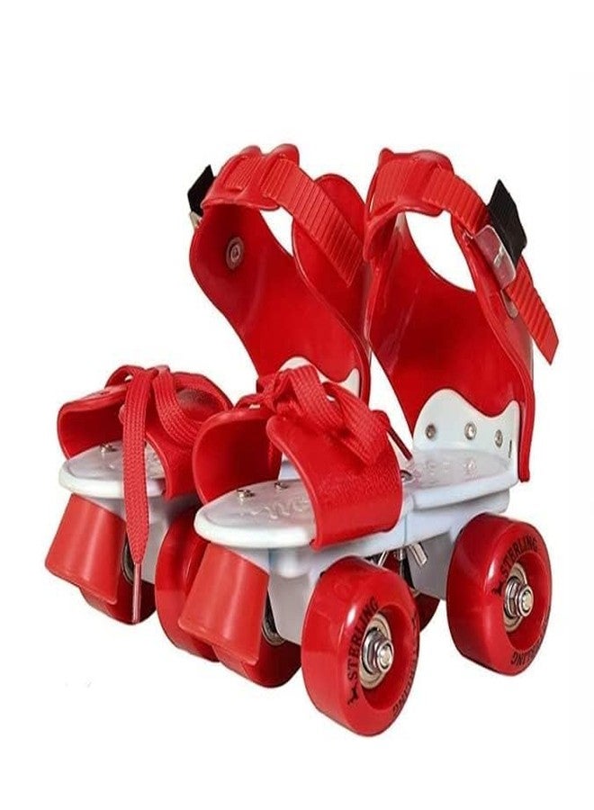 Qwick Click Roller Skates for Girls Age Group 7-12 Years Adjustable Inline Skating Shoes with School Sport-Multi Colour (Pink -Red)