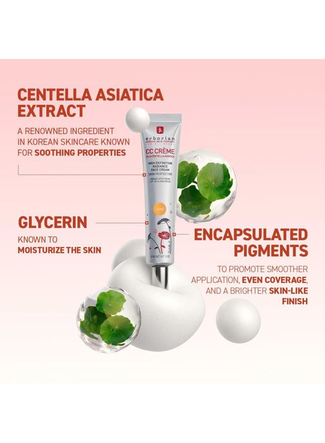 erborian كريم تصحيح اللون CC مع سنتيلا أسياتيكا، تان (دوري) - خافي عيوب متعدد الاستخدامات للوجه مع لمسة مضيئة يهدئ ويرطب - واقي شمس من العناية بالبشرة الكورية - 1.5 أونصة - Image 3