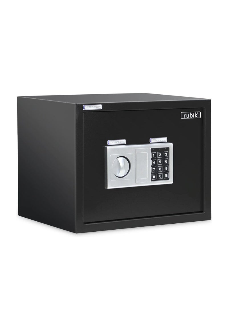 Rubik Safe Box Large A4 Documents Size Safety Locker with Digital Keypad and Key Lock for Cash Jewelry Passports Home Office (Size 30x38x30cm) Black - Image 1