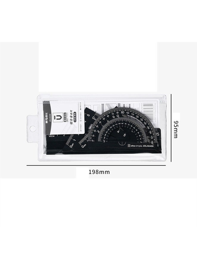 Generic 4-piece Aluminum Alloy Math Geometry Tool Ruler Set Black  - Image 4