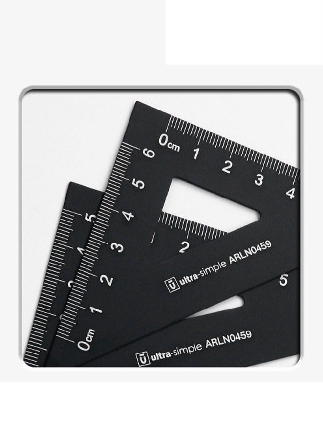 Generic 4-piece Aluminum Alloy Math Geometry Tool Ruler Set Black  - Image 2