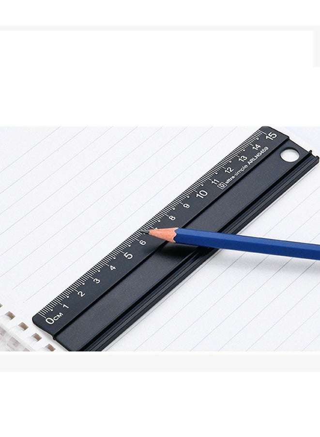 Generic 4-piece Aluminum Alloy Math Geometry Tool Ruler Set Black  - Image 3