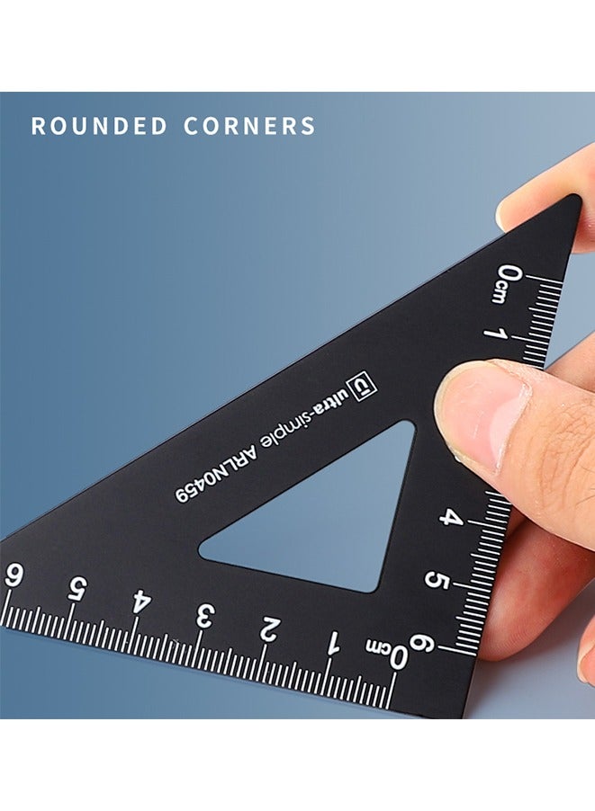 Generic 4-piece Aluminum Alloy Math Geometry Tool Ruler Set Black  - Image 5