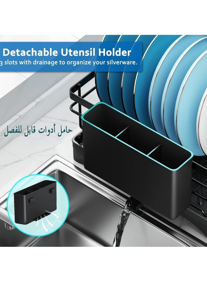 Arabest Dish Drying Rack, Stainless Steel Dish Rack with Drainboard for Kitchen Counter and Sink, Dish Drainer with Removable Utensil Holder - Image 5