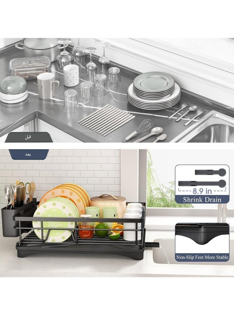 Arabest Dish Drying Rack, Stainless Steel Dish Rack with Drainboard for Kitchen Counter and Sink, Dish Drainer with Removable Utensil Holder - Image 3