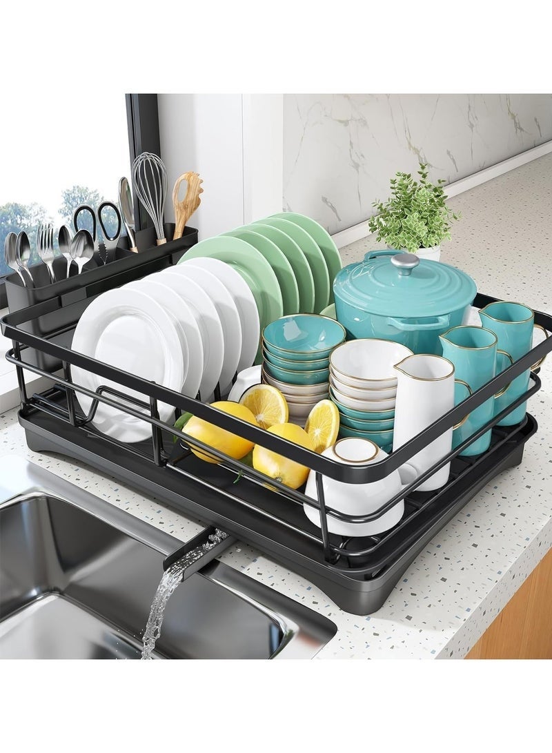 Arabest Dish Drying Rack, Stainless Steel Dish Rack with Drainboard for Kitchen Counter and Sink, Dish Drainer with Removable Utensil Holder - Image 1