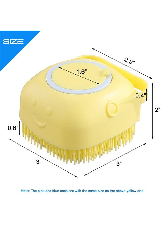 OTAVILEM Body Scrubber with Soap Dispenser for Shower, 3 Pack Silicone Exfoliating Brushes, Soft Body Exfoliator, Bath Loofah for Babies, Kids, Women, Men and Pets, 3 Colors - Image 3