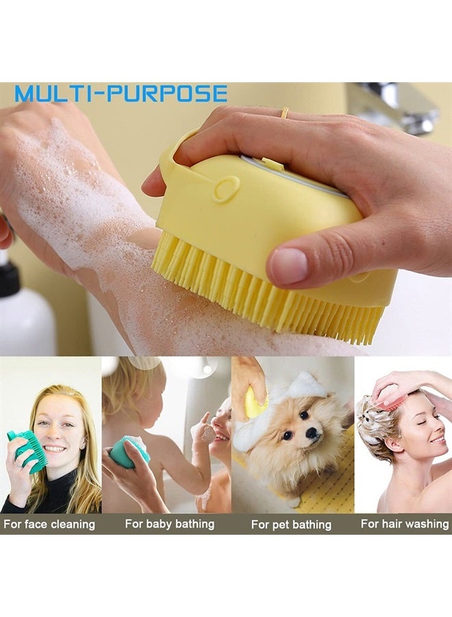 OTAVILEM Body Scrubber with Soap Dispenser for Shower, 3 Pack Silicone Exfoliating Brushes, Soft Body Exfoliator, Bath Loofah for Babies, Kids, Women, Men and Pets, 3 Colors - Image 1