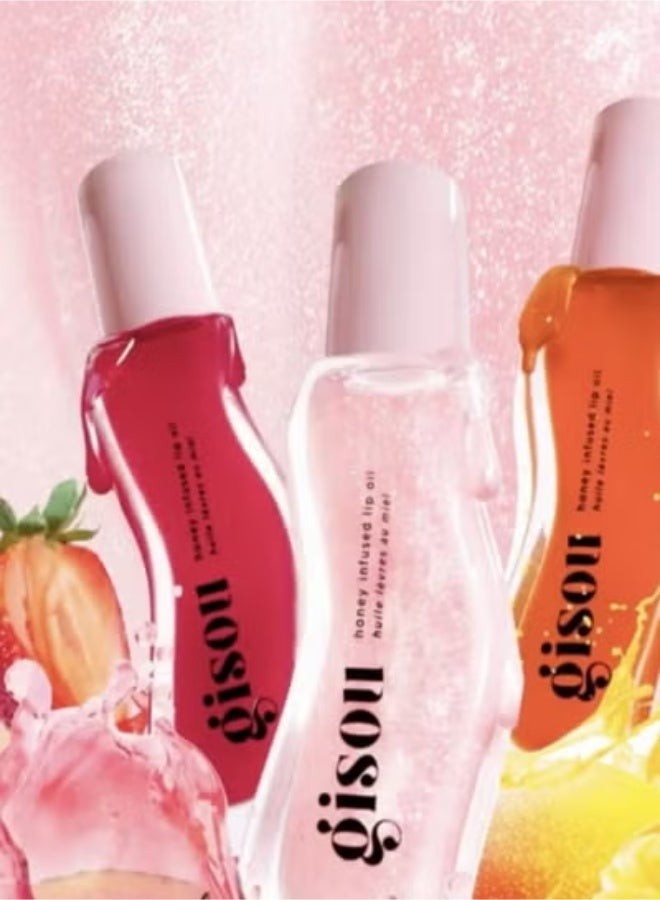 Gisou Honey Infused Hydrating Lip Oil, Nourishing Lip Moisturizer for Dry Lips High Shine Smooth Finish Clear Pink Shimmer Shade Fresh Watermelon Scent Watermelon Sugar 8ml - Image 3