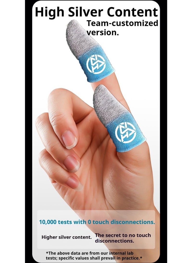 FlyDigi 4-Pack Cloth Mobile Game Luminous Finger Gloves Ultra-Thin Material Zero-Contact Silver Fiber Breathable Sensitive Touch Screen Game Finger Cots with Storage Box - Image 4