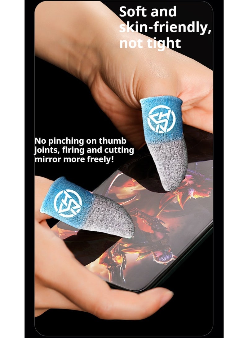 FlyDigi 4-Pack Cloth Mobile Game Luminous Finger Gloves Ultra-Thin Material Zero-Contact Silver Fiber Breathable Sensitive Touch Screen Game Finger Cots with Storage Box - Image 5