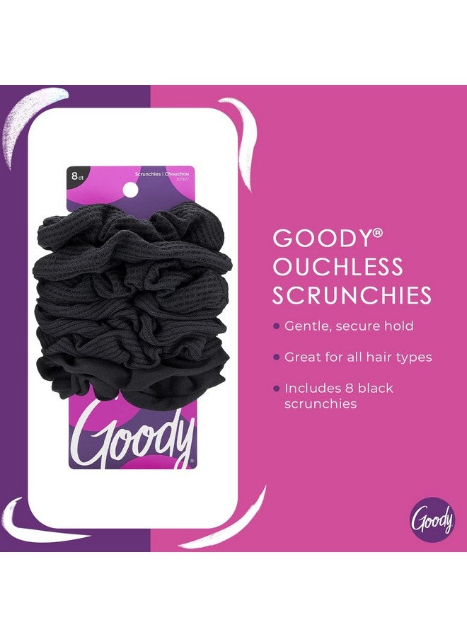 Goody Goody Ouchless Jersey Scrunchies - 8 Ct, Black, Damage-Free, Dentless & Secure Hold Hair Ties, Gentle Hair Accessories for Women & Men, All Day Comfort, All Hair Types - Image 2