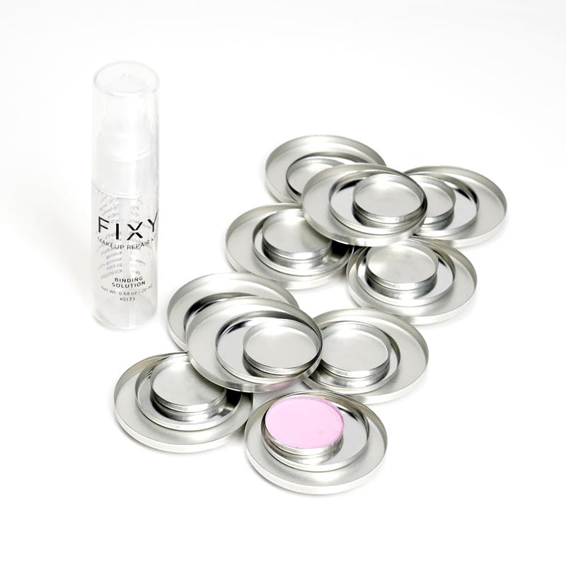 FIXY Ultimate Makeup Refill Kit Includes 30 Round Empty Magnetic Pans  a Powder Binder Spray  Repurpose your Eyeshadow Blush Bronzer Highlighter  More  Vegan  CrueltyFree