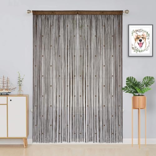 YIIBAII Beaded Curtain Beaded Curtains for Doorways Crystals Suitable for Interior Hanging Decoration and Partitions Closet Curtains (39"x79", Coffee) - Image 3