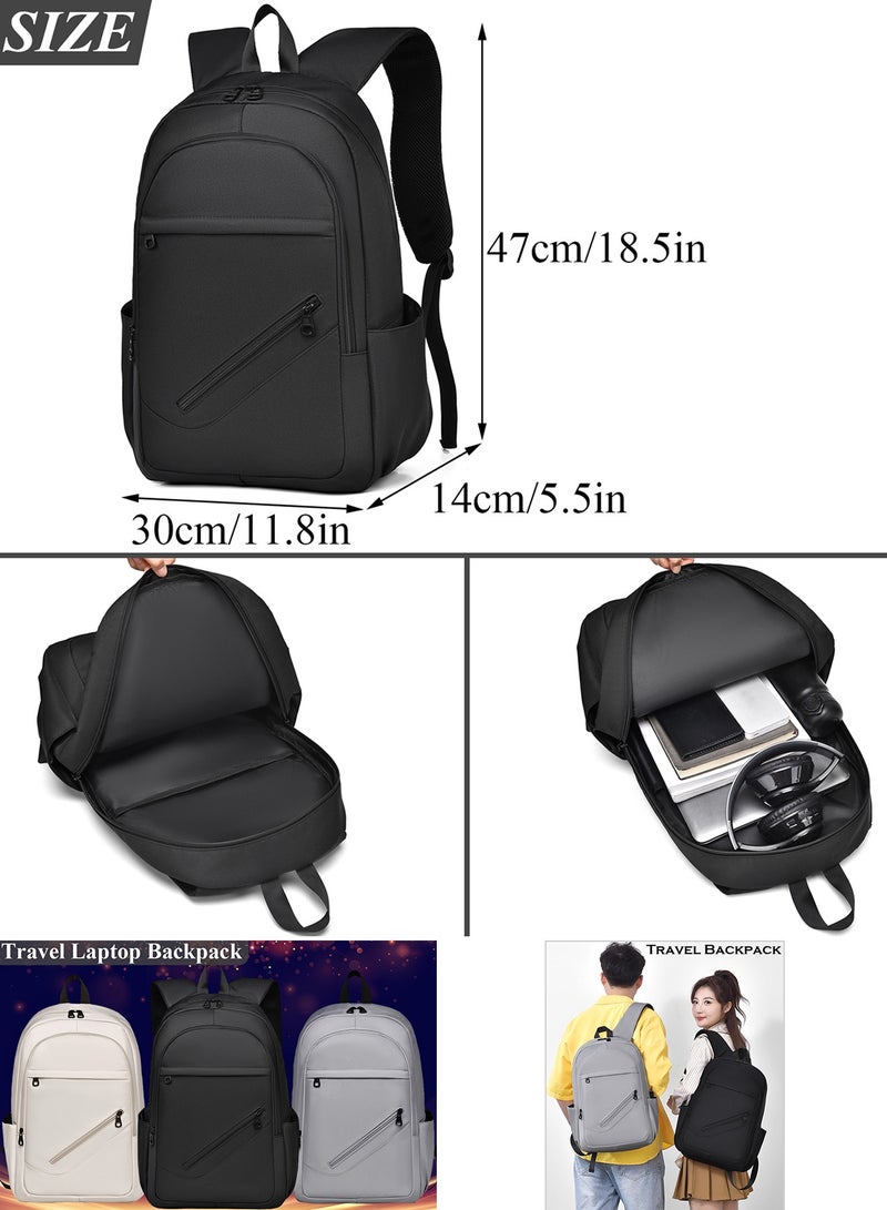 Qiccijoo Travel Laptop Backpack School Computer Bookbag for Men Women College Students Fits 15.6 Inch Laptop Work Backpack for Business Trip(Black) - Image 2