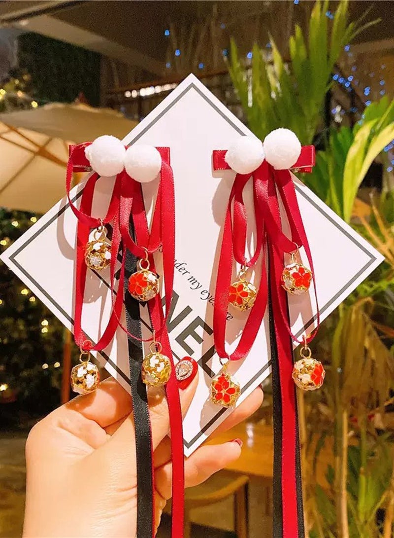 دايتويز مشابك شعر صينية للأطفال، شرائط شرابات معلقة ودبابيس شعر لحفلات رأس السنة الجديدة، زوج واحد - Image 1