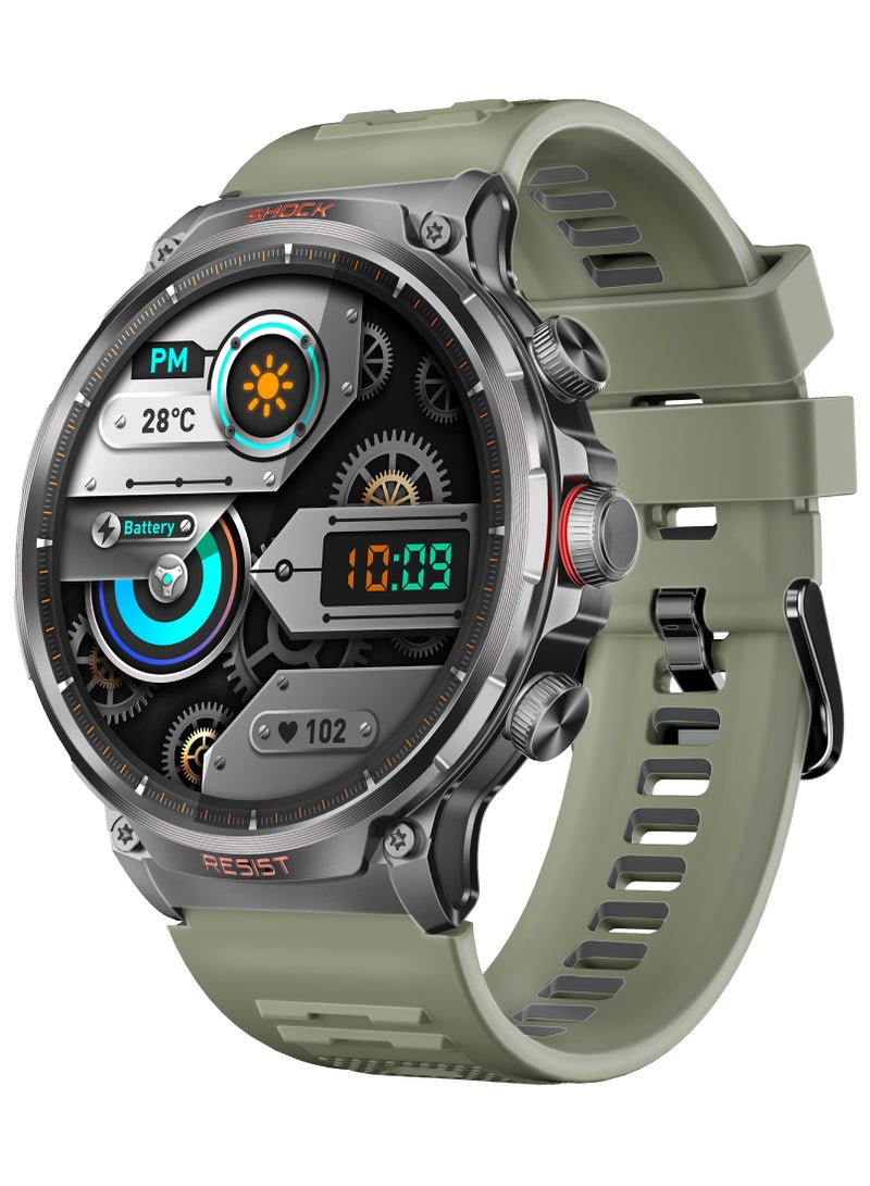 PROMATE 710 mAh Tough-Built Smartwatch with Round 1.85-Inch TFT Display, 100+ Sports Modes, Heart Rate Sensors, Blood Pressure Monitor, Bluetooth Calling, Sleep Tracker, IP67 Water Resistance, Durable Zinc Alloy Frame, XWatch-R20 Green - Image 1