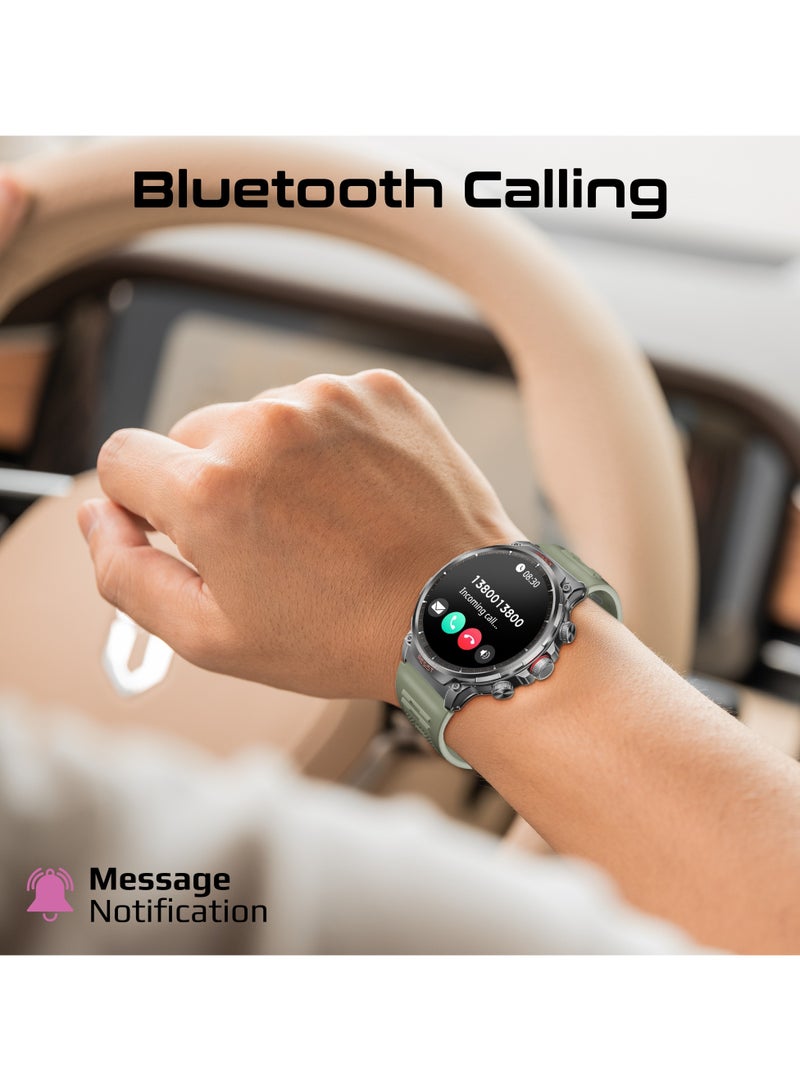 PROMATE 710 mAh Tough-Built Smartwatch with Round 1.85-Inch TFT Display, 100+ Sports Modes, Heart Rate Sensors, Blood Pressure Monitor, Bluetooth Calling, Sleep Tracker, IP67 Water Resistance, Durable Zinc Alloy Frame, XWatch-R20 Green - Image 4
