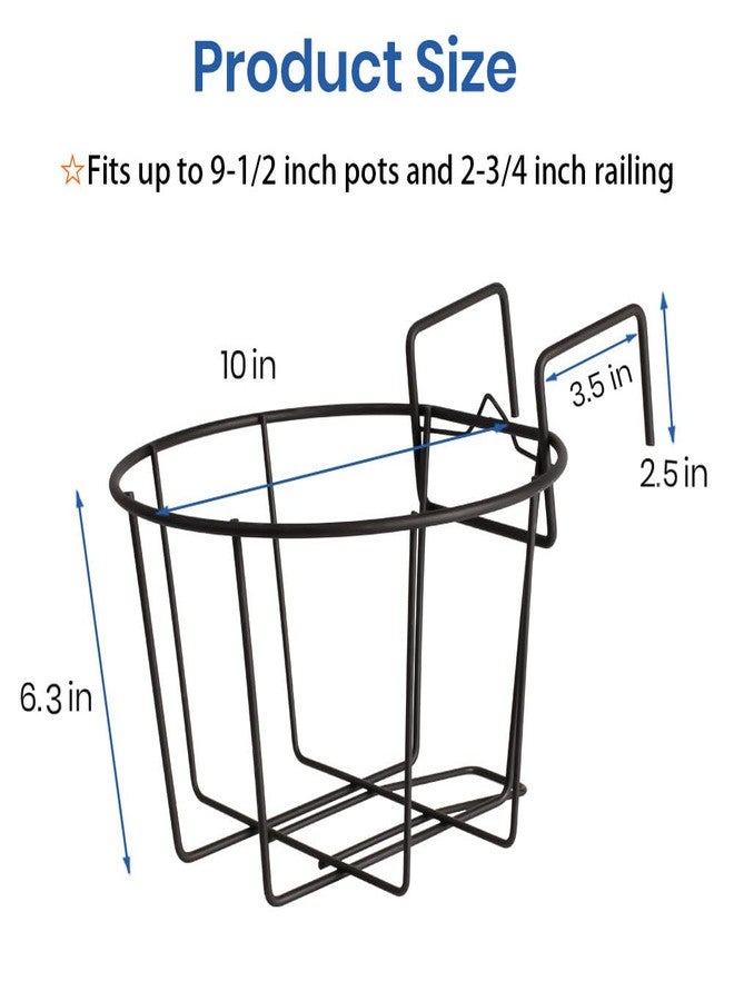 TreeLen 3Pack 10inch Railing Planters Outdoor Balcony Hanging Baskets for Plants Fence Planters Metal Potted Stand Indoor Porch Railing Planters Flower Pot Holder - Image 4