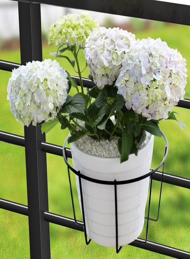 TreeLen 3Pack 10inch Railing Planters Outdoor Balcony Hanging Baskets for Plants Fence Planters Metal Potted Stand Indoor Porch Railing Planters Flower Pot Holder - Image 2