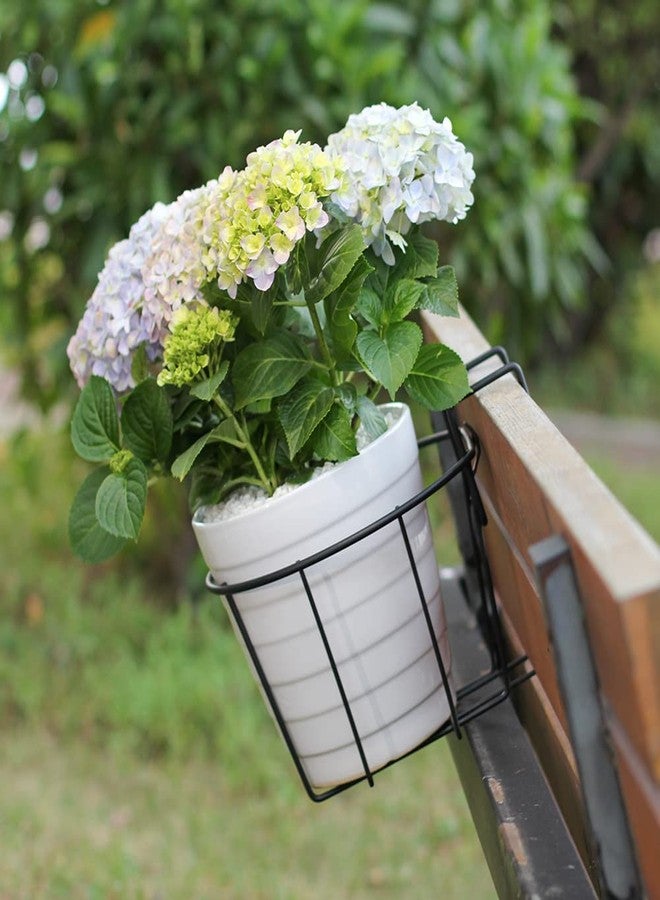 TreeLen 3Pack 10inch Railing Planters Outdoor Balcony Hanging Baskets for Plants Fence Planters Metal Potted Stand Indoor Porch Railing Planters Flower Pot Holder - Image 3