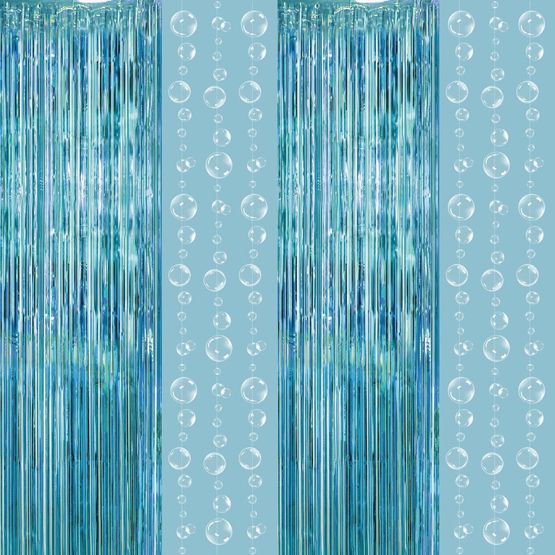 Decor365 Under The Sea Party Decorations Bubble Garland Backdrop Mermaid Birthday Party Decorations Ocean Theme Streamers Foil Fringe Curtain Pool Beach Theme Decor Bubbles Backdrop