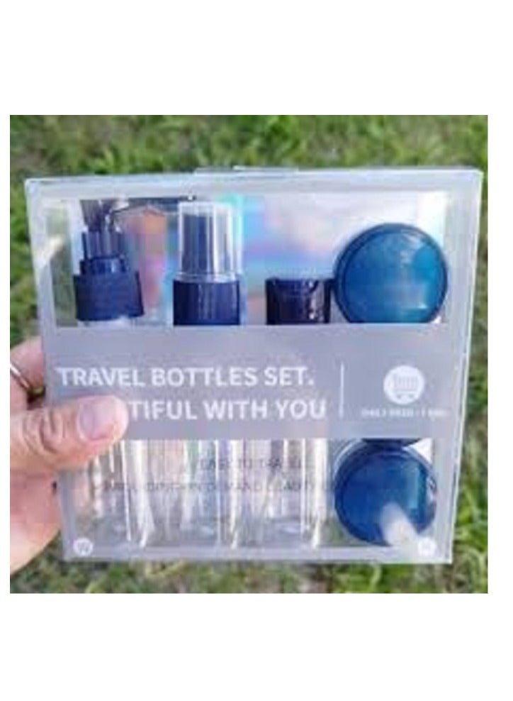 zoba Luxury 6-Piece Refillable Travel Bottle Set for Lotion, Shampoo, Shower Gel, Empty Container for Liquid Cosmetics Filling Tool - Image 1