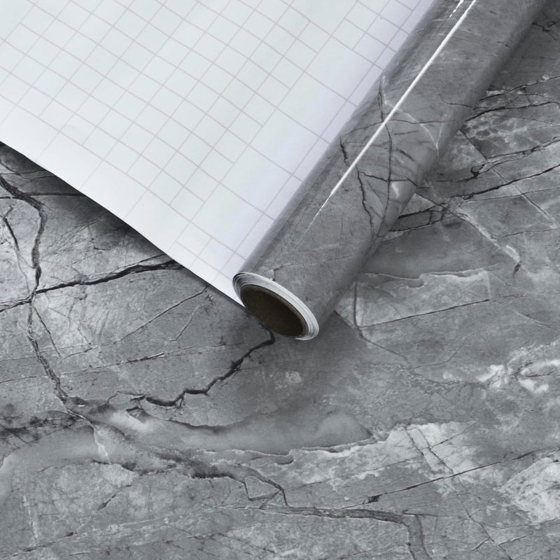 HOLOMEY Gray Marble Contact Paper 31x157 inch Marble Peel and Stick Wallpaper Waterproof Countertop Contact Paper Self-Adheisive Removable Granite Vinyl Wallpaper for Bathroom Kitchen Cabinet Table - Image 1