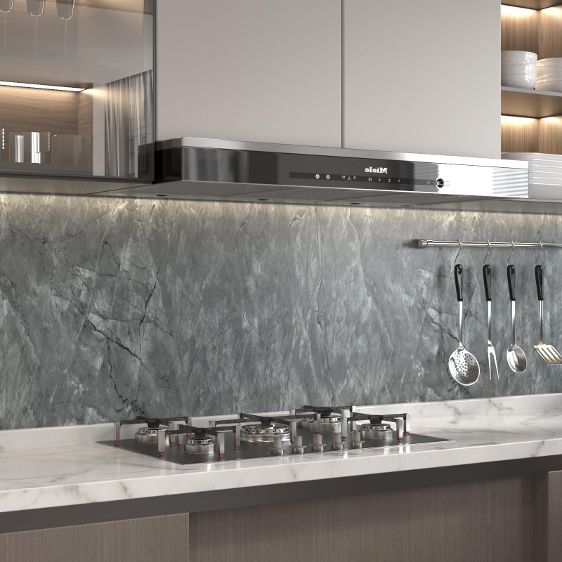 HOLOMEY Gray Marble Contact Paper 31x157 inch Marble Peel and Stick Wallpaper Waterproof Countertop Contact Paper Self-Adheisive Removable Granite Vinyl Wallpaper for Bathroom Kitchen Cabinet Table - Image 3