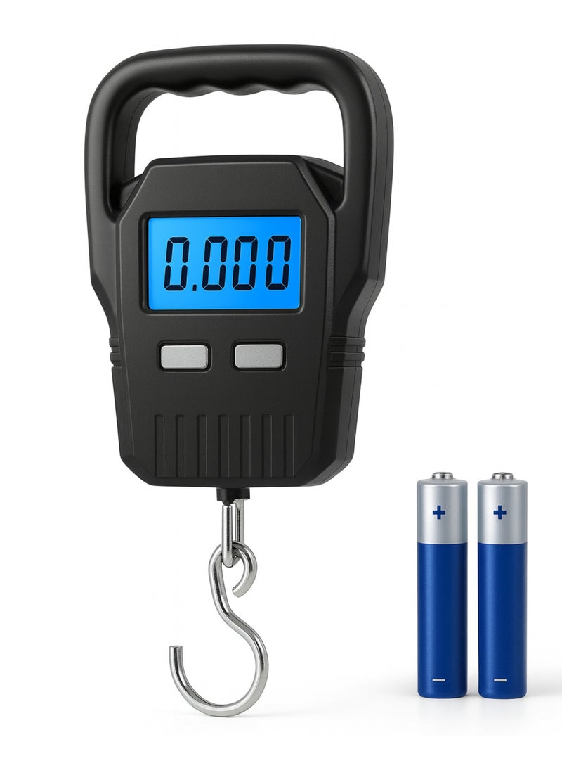 ميزان تعليق رقمي للأمتعة 50 كجم – ميزان سفر محمول بشاشة LCD مضيئة – دقة عالية – لون أسود – جينيريك - Image 1