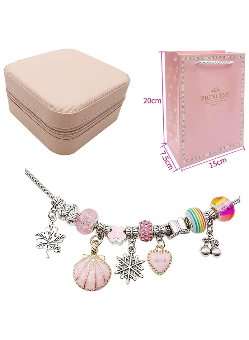 AUTOYSUR Bracelet Making Kit for Girls,68PCs Charm Bracelets Kit with Jewelry Box, Jewelry Charms, Bracelets for DIY Craft, Jewelry Gift for Adults and Kids，Present For 8-12 Year Old Girl (pink)  - Image 3