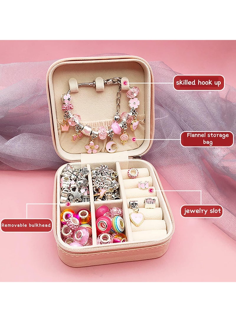 AUTOYSUR Bracelet Making Kit for Girls,68PCs Charm Bracelets Kit with Jewelry Box, Jewelry Charms, Bracelets for DIY Craft, Jewelry Gift for Adults and Kids，Present For 8-12 Year Old Girl (pink)  - Image 4
