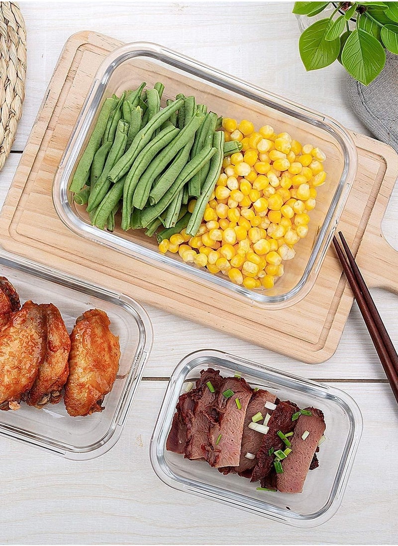 3Diamonds - Glass Containers BPA-Free Locking lids Food Storage Container 100% Leakproof Glass Lunch Boxes Freezer Storage container with Lids Airtight Glass Food Storage (Set of 6) - Image 1